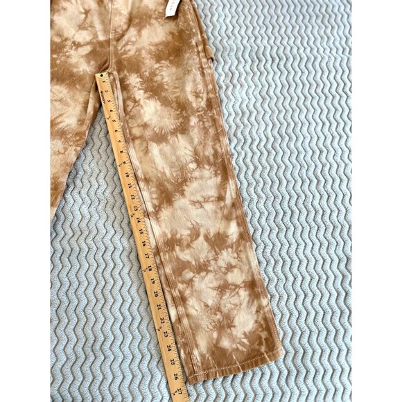 PAC SUN~ Women’s Tie-Dye Carpenter Pants Brown High-Waist Straight Leg Casual - Picture 15 of 16